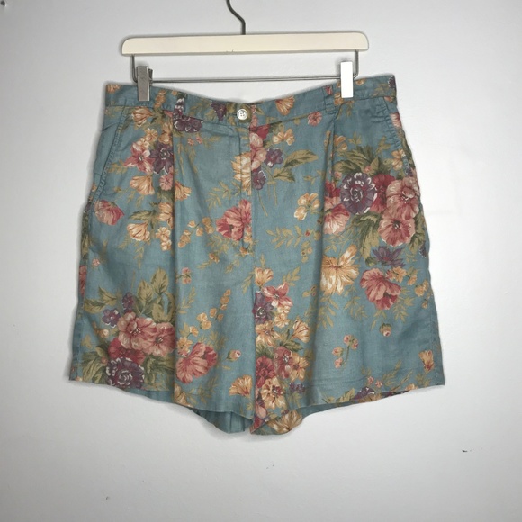Lauren Ralph Lauren Pants - Vtg Ralph Lauren High Waist Floral Linen Shorts